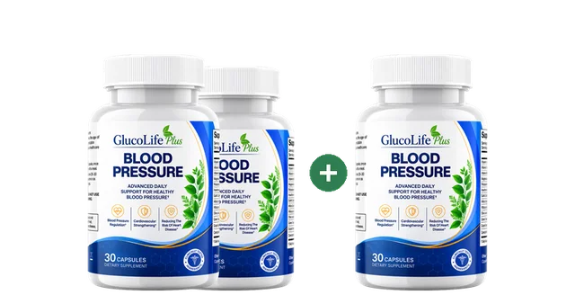 Three bottles of GlucoLife Plus Capsules — buy two, get one free